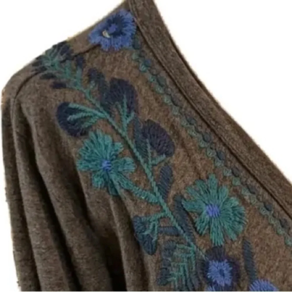 Johnny Was Rosa Draped Cardigan Embroidered Open Waterfall Sweater/tunic NWT - Picture 7 of 8